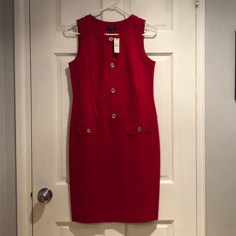 Talbots Red Buttoned-Up Dress